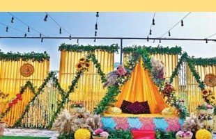 Marigold Stage Haldi Setup - Udaipur Hotel, Villa & Resort