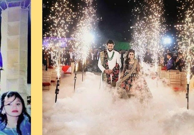 Fog & Sparkler Aisle - Udaipur Hotel, Villa & Resort